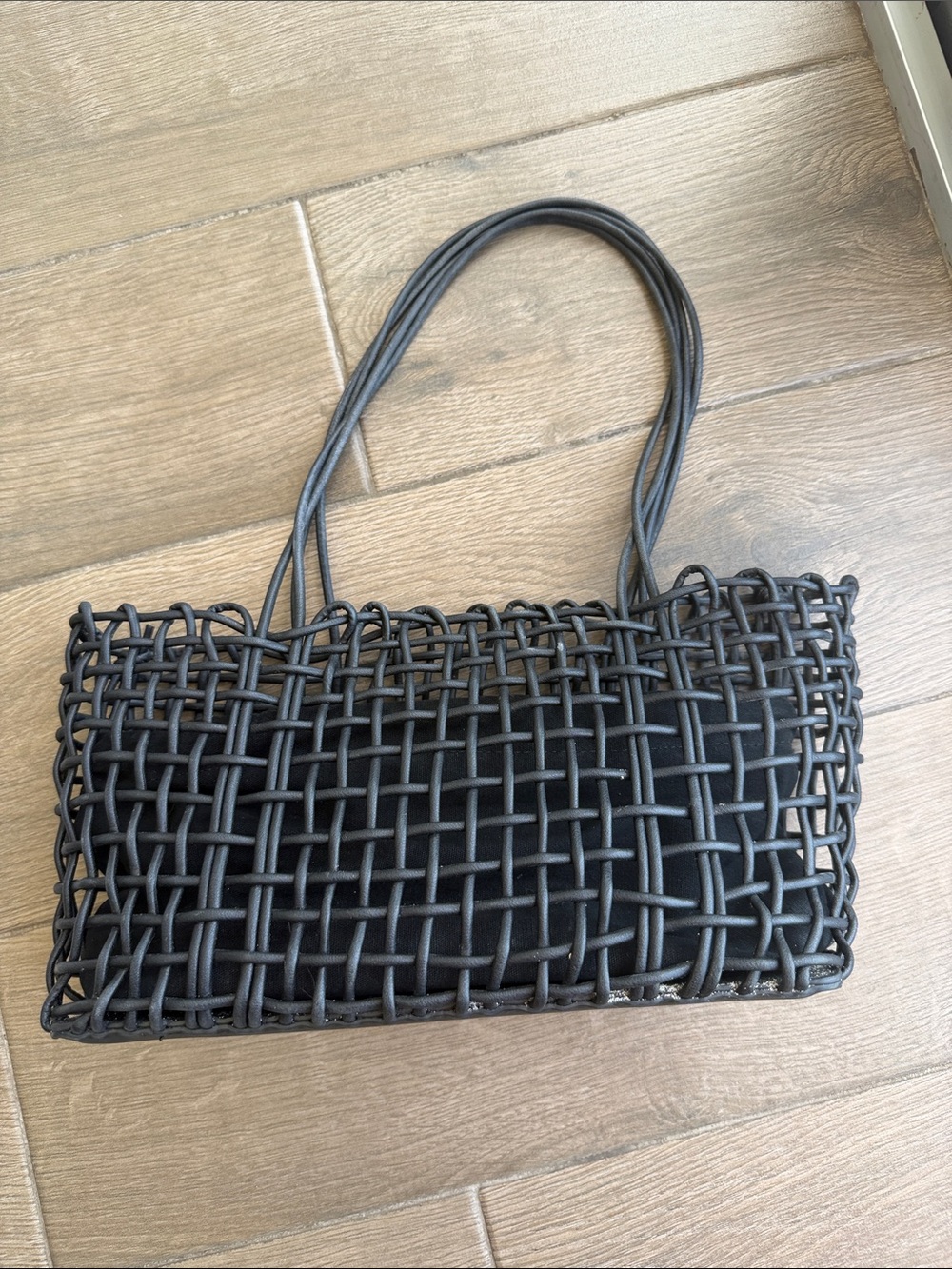 MANGO Black Woven Leather Purse Bag - Picture 4 of 4